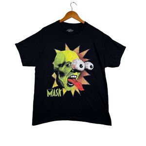 90s Retro Style The Mask Men's T Shirt 1994 Movie Promo Jim Carrey Black M